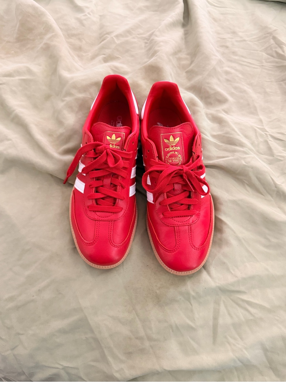 Adidas “UNISEX” Red Samba Sneakers with White Stripes - Picture 2 of 9